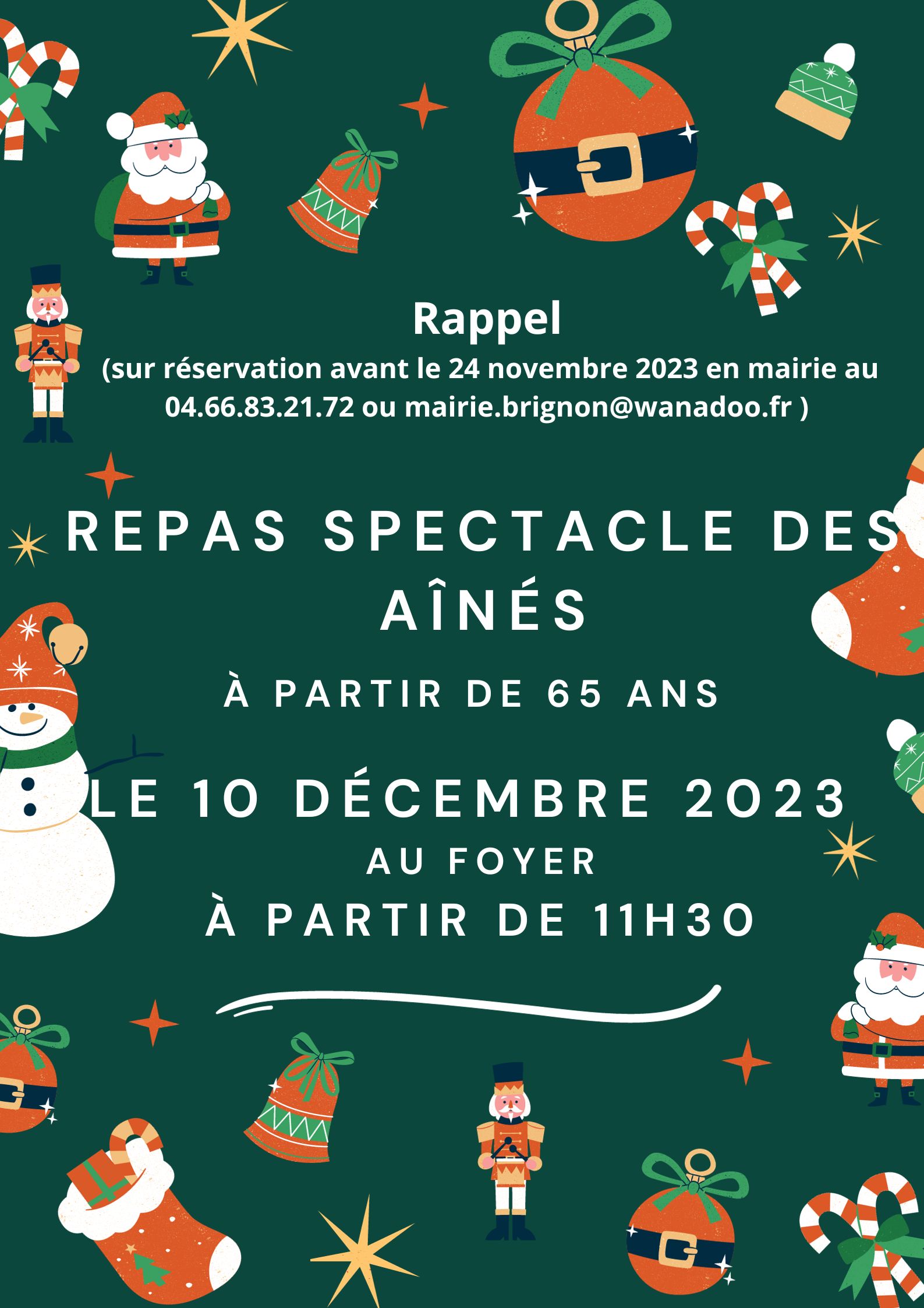 AFFICHE RAPPEL REPAS DES AINES 13 11 2023 Commune De Brignon