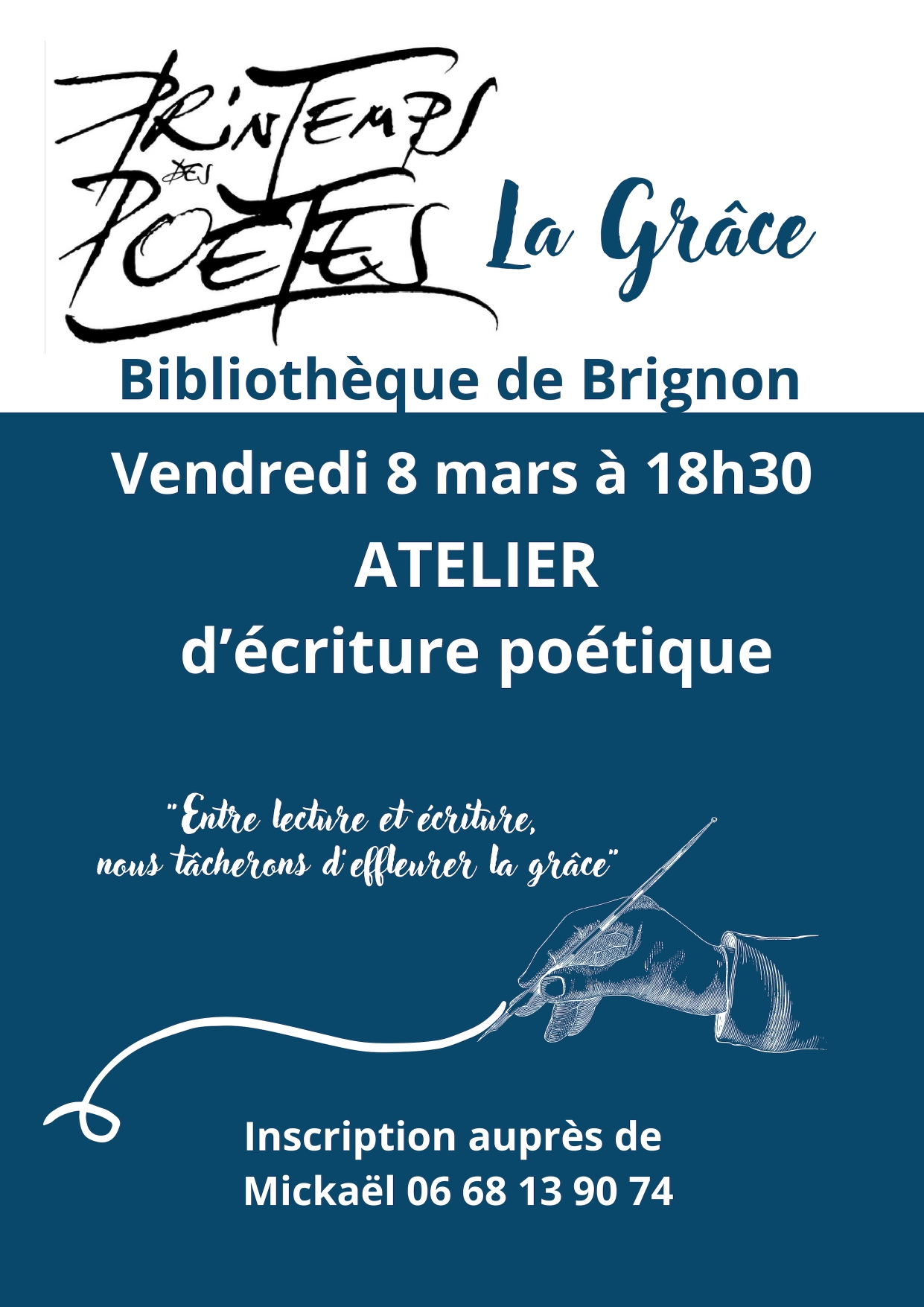 Affiche Atelier Ecriture Poetique Bibliotheque A H Commune